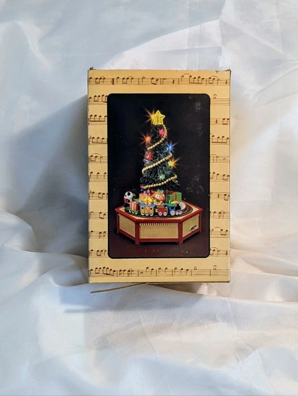 Vintage Enesco Miniature Christmas Tree Music Box with Gifts